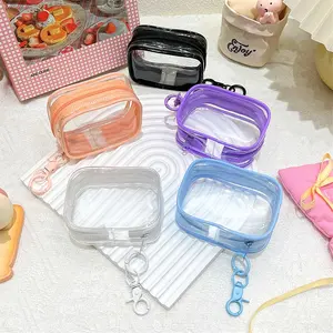 Pengatur Kabel Data Kantong display boneka Pouch Keychain Bag Pvc Tas Penyimpanan Transparan Tas Penyimpanan Headphone Dompet Koin Tas Kosmetik Mini Bag Penyimpanan Kabel Travel Pouch Charger Kantong Multi Fungsi Pvc Pouch Gantung Kotak Penyimpanan Kabel