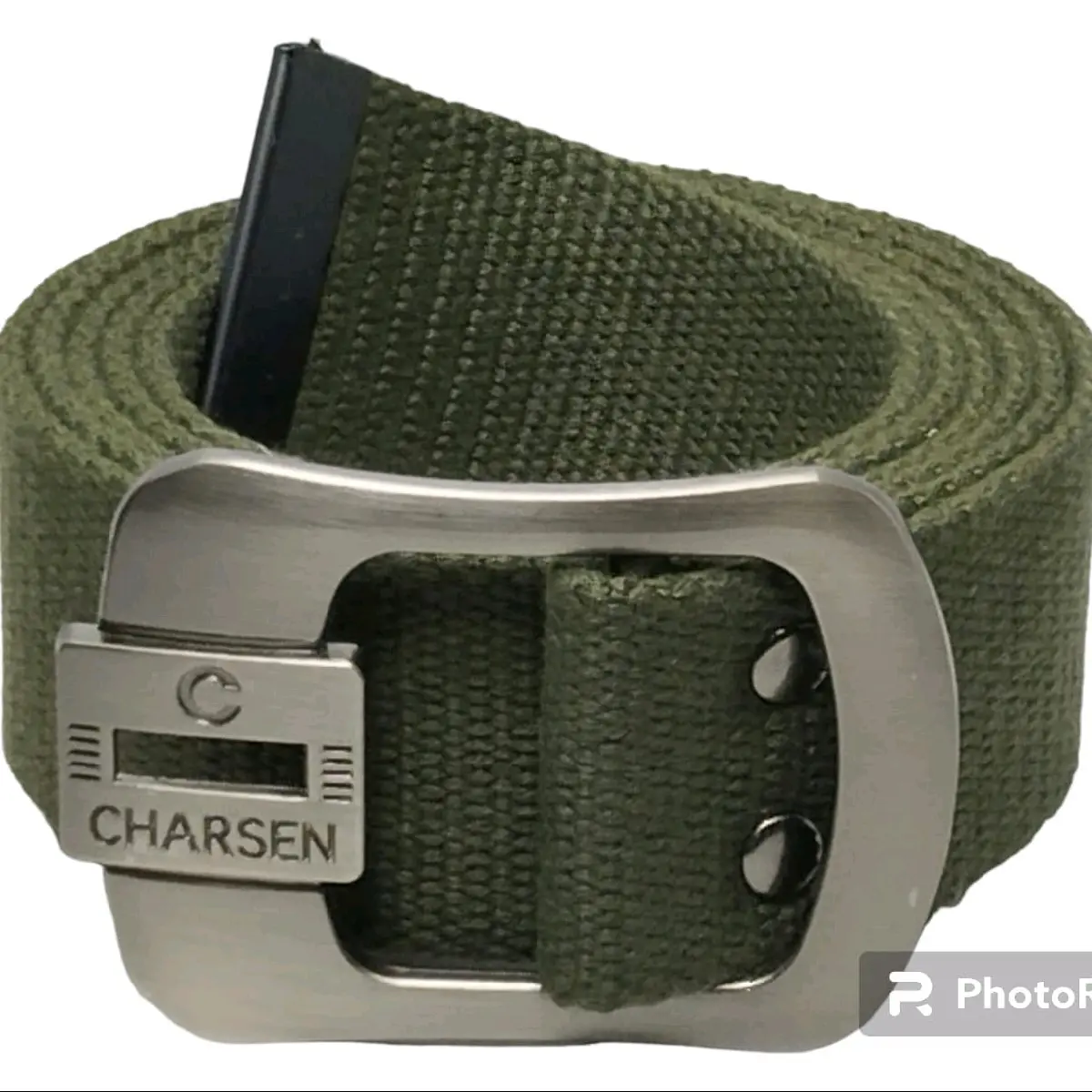 Gesper Sabuk Pria Katun canvas Tactical CHARSEN Gitar kepala besi silver dop