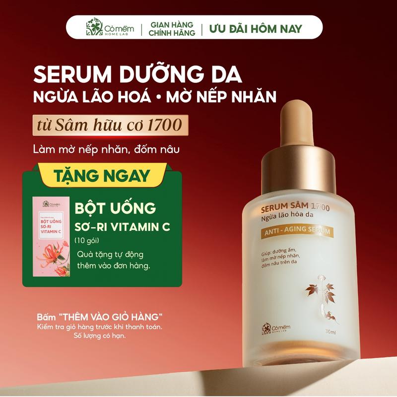 Serum Dưỡng ẩm da mặt Sâm 1700 Ngừa Lão Hoá da Giúp Mờ Nếp Nhăn Và Đốm Nâu Cỏ Mềm 30ml Skincare