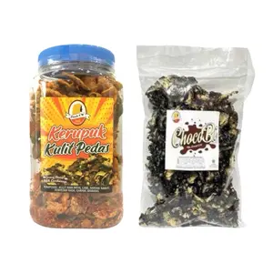 Emak Cw - Paket Kulit Ikan Pedas Nage 40 ( Kulit Ikan Pedas Manje Toples,ChocoBi 500G )