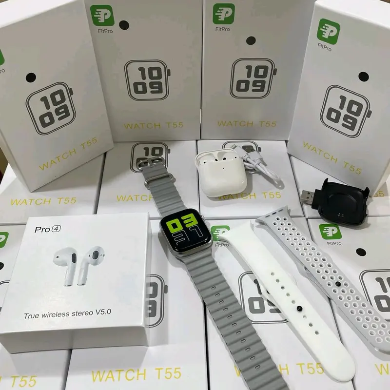 Smart Watch T55 Paket 3Strap&Tws Pro4 1