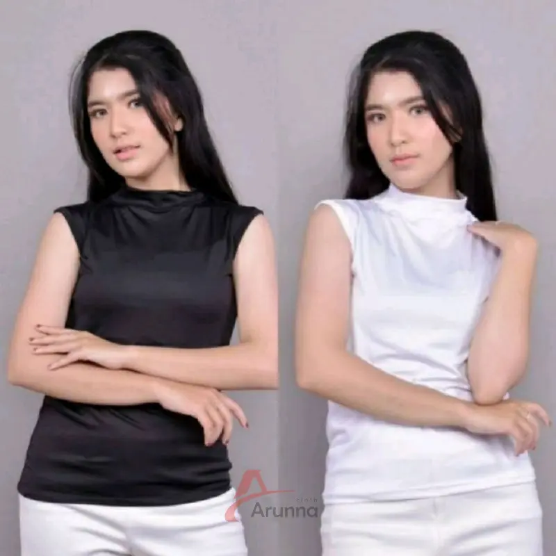 inner tanpa lengan Manset Buntung Wanita turtleneck Kerah tinggi 7