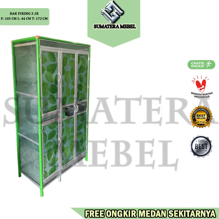 RAK PIRING ALUMINIUM MINIMALIS 3 PINTU JUMBO