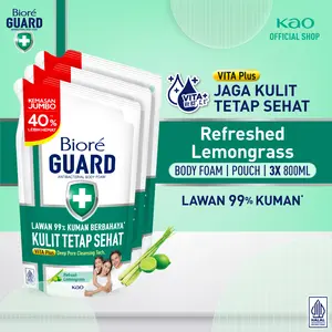 Biore Guard  Sabun Mandi Cair Anti Bakteri Refreshed Lemongrass 800ml Pouch Triplepack