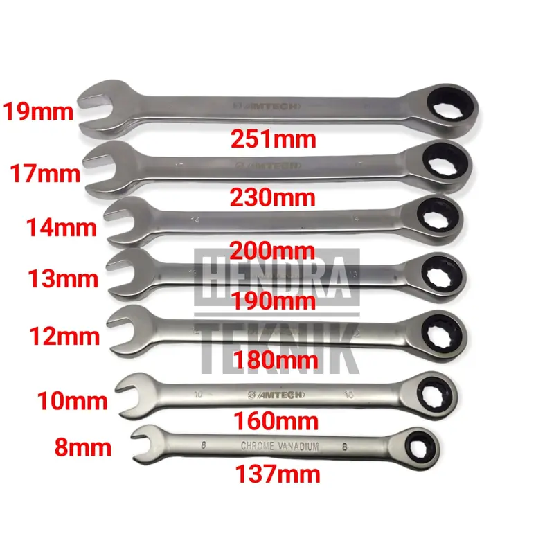KUNCI RING PAS RACHET SET 7PCS KUNCI RING PAS 8MM - 19MM KUNCI KOMBINASI KREK 7PCS RATCHET COMBINATION SPANNER SET alat bengkel 2
