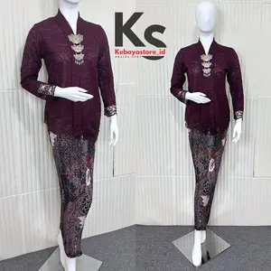 (Free Bross) Setelan kebaya brokat burgundy payet mewah - kebaya modern dan elegan 2025 - Baju dress atasan kebaya wisuda pesta lamaran kondangan wanita