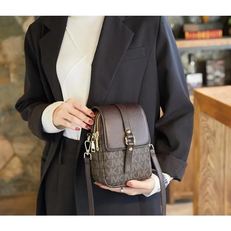 Sling Bag Luka JMK | Tas Selempang Pocket Wanita Sling Bag JMK | Tas Selempang Handphone Wanita 2 Ruang Model Terbaru Tas Kecil Wanita Untuk Pesta Selempang Wanita Warna Hitam Cokelat Tan Putih Kulit PU 2