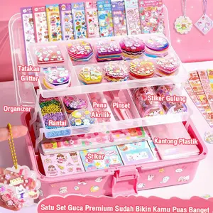 Toys indonesia - Stiker Guka Lem Krim Kapasitas Besar untuk Anak Perempuan dan Anak-anak: Set DIY Guka dengan Kotak Penyimpanan, Paket Hadiah 400 Buah Mainan Toys