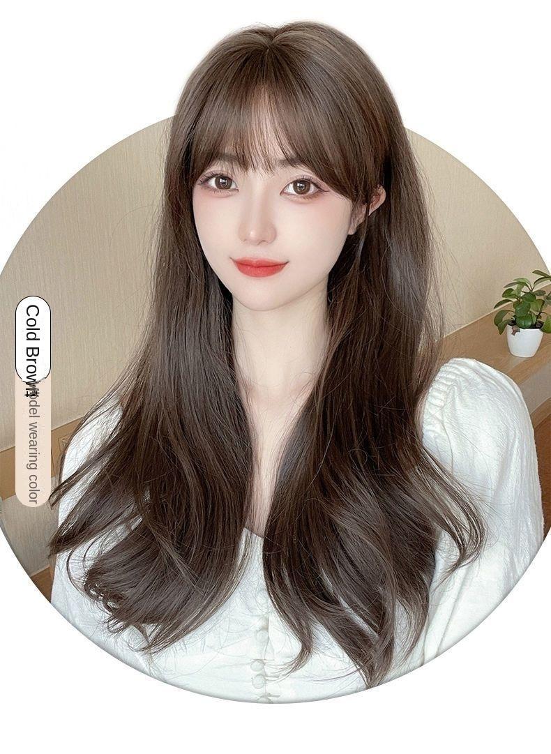 Product Introduction of Wig Women's Full-Head Wig-Style Mid-Length Hair 2024 Fashion New Wig Sheath Suitable for round Faces Hairstyle Simulation Natural 2