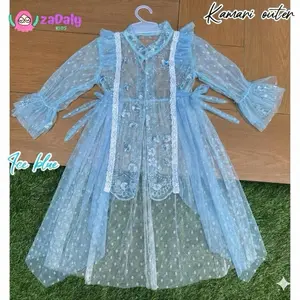 OUTER SAJA..(Tanpa ROK + INER )Ready outer brukat anak lebaran..outer anak,motif bunga burgundy mahogany. Cantik Muslim Mewah Nyaman Panjang Setelan