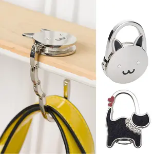 Hook Kait Magnetik Gantungan Tas Untuk Meja / Gantungan Tas Lipat Meja Gantungan Tas Handbag Hanger Bag Storage Holder Hook Hang Metal Elegan & Mudah Alih Bunny Cat