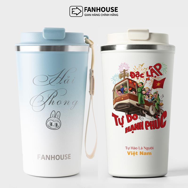Cốc giữ nhiệt Coffee Holic dung tích 510ml chất liệu inox 304 Fan House khắc tên theo yêu cầu