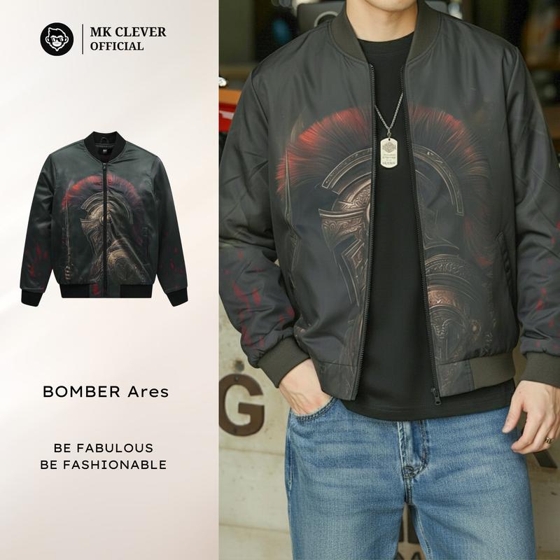 MK CLEVER Áo Khoác Bomber ARES MK CLEVER Vải Gió Mịn 3 Lớp Trần Bông Dày Dặn Form Dáng Trẻ Trung Menswear Nam Size M L XL 2XL Chất Liệu Mềm Mịn Màu Sắc Nổi Bật Họa Tiết Trendy