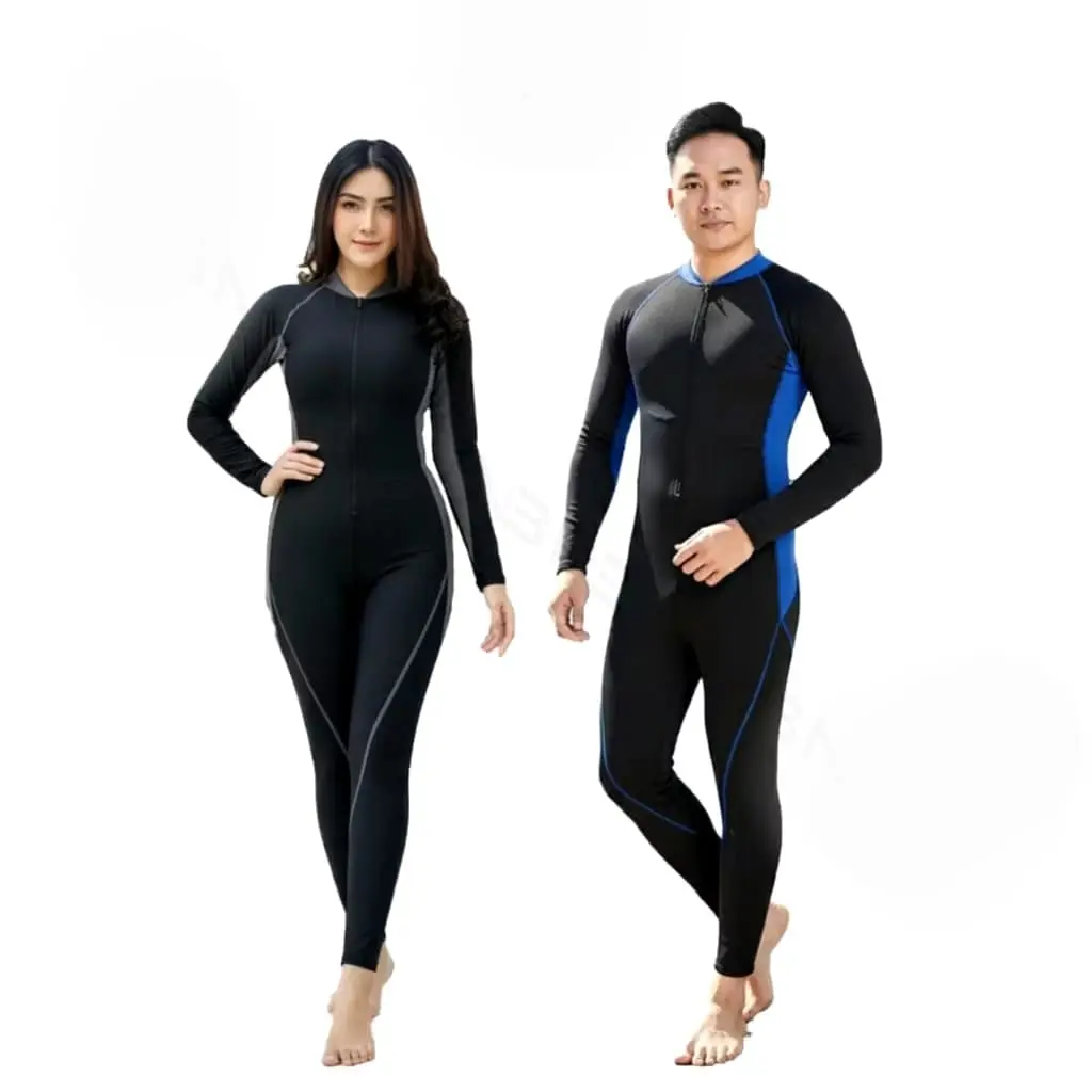 BAJU RENANG PANJANG DEWASA SELAM PRIA WANITA FREE TOPI SPANDEK PREMIUM