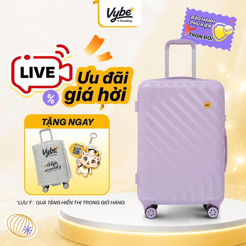 [DEAL ĐỘC QUYỀN LIVE] Vali Vybe Waveup Series Nhựa ABS Size 20/24 – Khóa Kép Chống Rạch, Bánh Xe 360°, Bảo Hành Phụ Kiện Trọn Đời