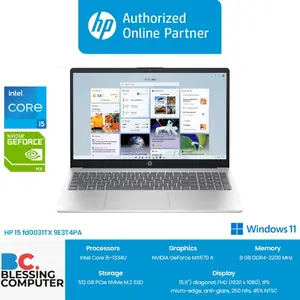 HP 15 fd0031TX 9E3T4PA Core i5 1334U 8GB 512GB MX570A W11 OHS Silver