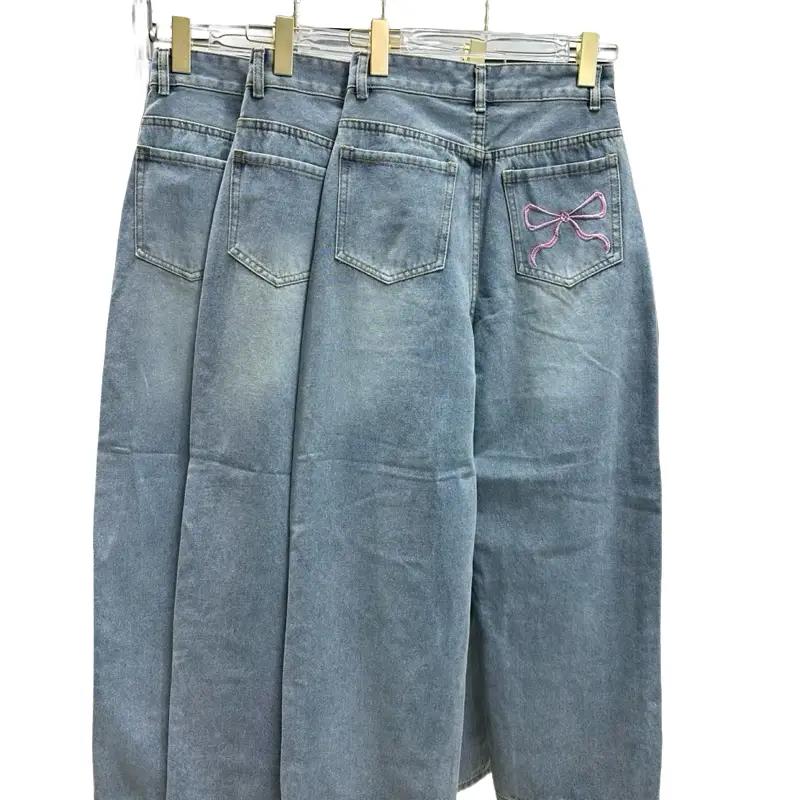  Quần Jean Nữ Suông Ống Rộng Thêu Nơ Túi Sau Quần Jean Thêu Cạp Cao Ôm Eo HOTTREND 2025 BEU jeans Bò idyllic quầndài quan xuong bo calem ver1 quạu quanjean 9taccapcao 2055 