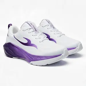 Zutons Racer Fast - Sepatu Lari Running Jogging Wanita Gym Senam Olahraga Outdoor Putih Ungu