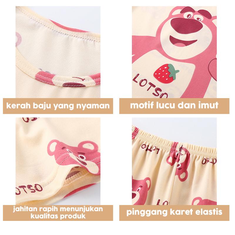 Sunny.Lucas Setelan Baju Tidur Lengan Panjang Untuk Anak  Perempuan Laki Laki Piyama Anak Print Kartun/piama anak set/baju tidur anak perempuan