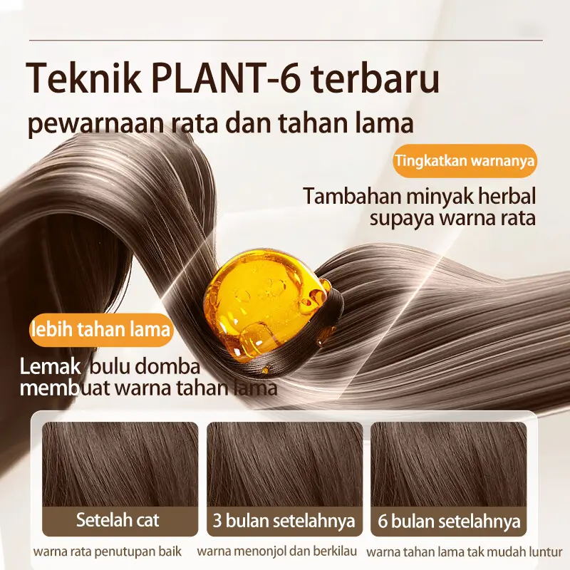 Warna Viral Pewarna Rambut Cranberry Red Hair Colour 200ml Tanpa Bleach Bahan Herbal Cat Rambut Tak mudah luntur Cat sendiri dengan mudah (ash brown / coklat hazelnut / golden brown / ungu hitam / milk tea) 6