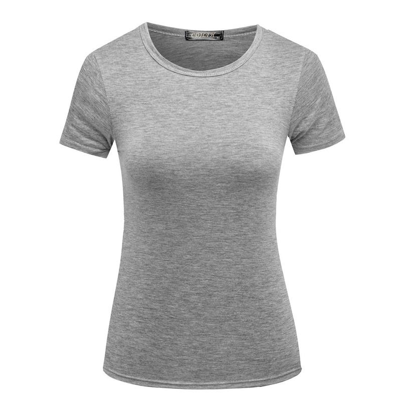 Product Introduction of Women Short Sleeves T-shirt Bottoming Shirt Round Neck Shirt Black White Solid Color Top Homewear T-shirt 4