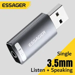 ESSAGER USB Sound Card External OTG Portable AUX 3.5mm - ES-OTG21 Audio Aluminium Earphone Laptop Metal