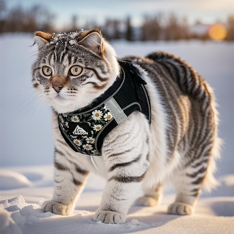 Product Introduction of New cat leash vest type anti-breakaway chest back cat harness reflective adjustable pet leash 10