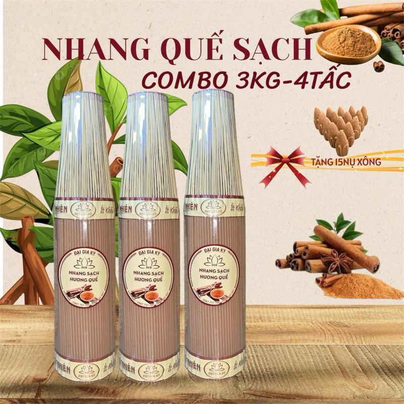COMBO 3KG_3 BÓ NHANG QUẾ 4 TẤC 39CM THƠM NHẸ DỊU TRẦM ẤM NHANG SẠCH ĐẠI GIA KỲ THỜ CÚNG đồ _