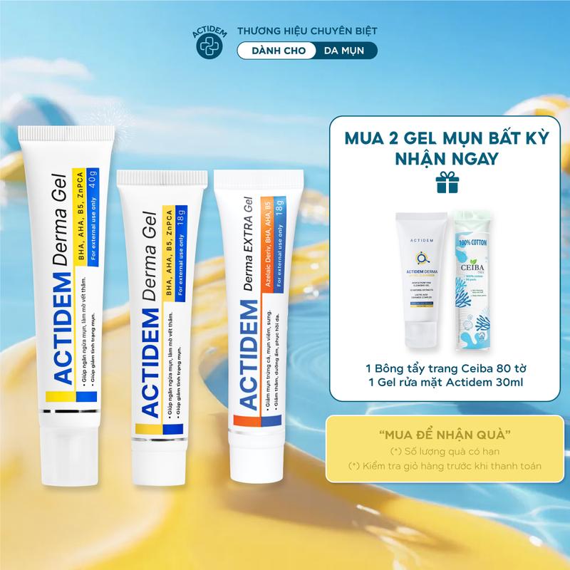 [Tặng Qùa Khi Mua 2 Tuýp] Gel mụn Actidem Derma Gel / Actidem Derma Extra Gel giúp giảm thâm mụn 18 / 40 gram Làm Đẹp Da Skincare Chăm Sóc Da Nữ