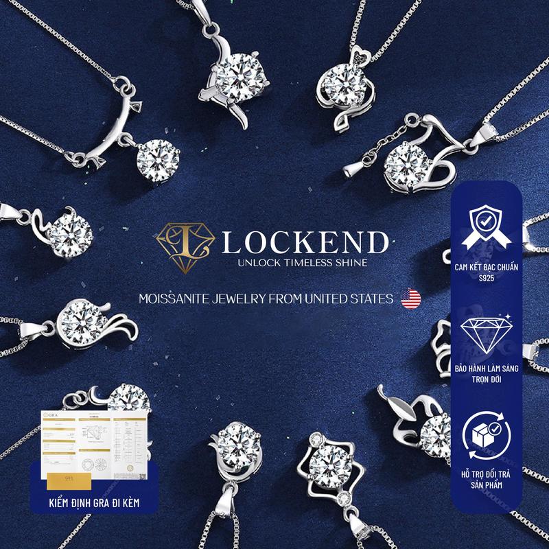 Lockend Vòng cổ 12 cung hoàng đạo bạc S925 đính đá Moissanite 1 carat màu D có chứng chỉ GRA sang trọng