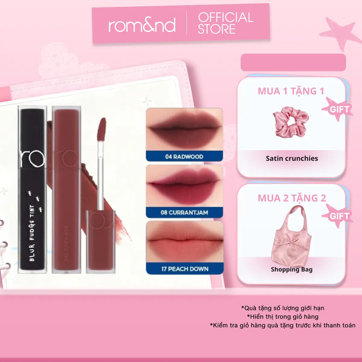 Son Kem Lì Trang Điểm Hàn Quốc Romand Blur Fudge Tint 5g Cosmetic Mỹ Phẩm
