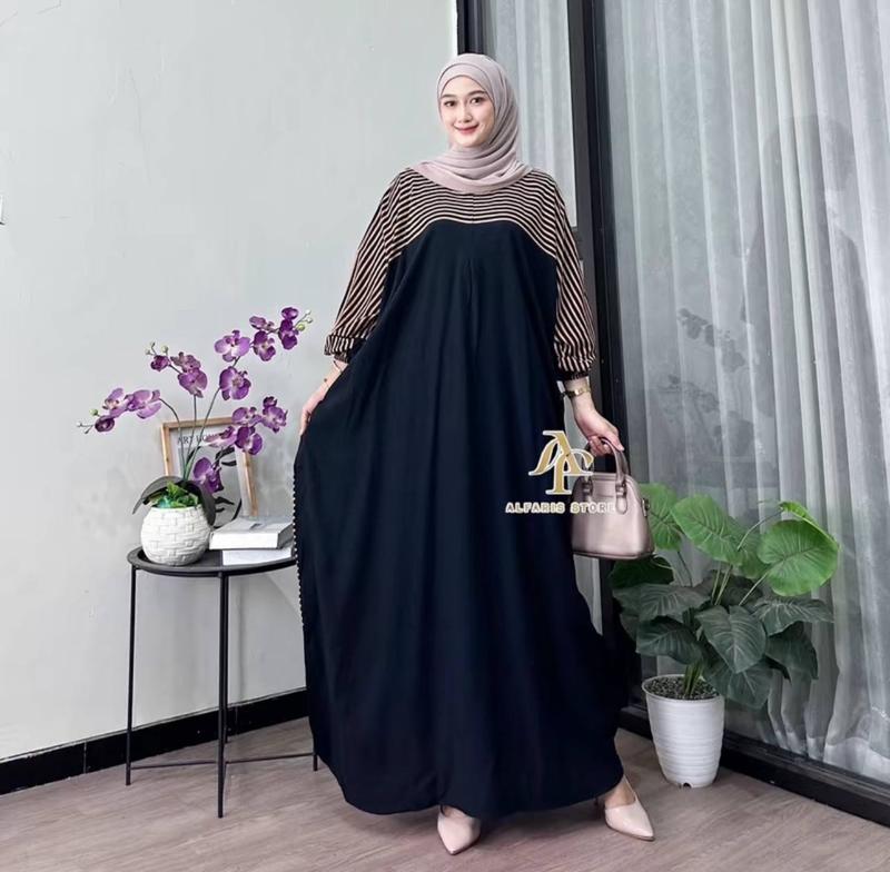 Product Introduction of ￼Kaftan Motif Cunda Rayon Jumbo Ld 180 Kaftan Muslim Wanita Nyaman Tebal Gamis By Alinrafd 4
