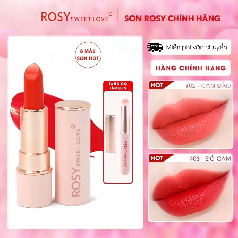 [MUA 1 SON TẶNG 1 CỌ TÁN SON ]Son Sáp Rosy Sweet Love Dưỡng Môi,Không Chì,Lên Màu Chuẩn,Độ Lì Vừa Phải,An Toàn Cho Cả Mẹ Bầu Son Môi Mỹ Phẩm Nữ Cosmetic
