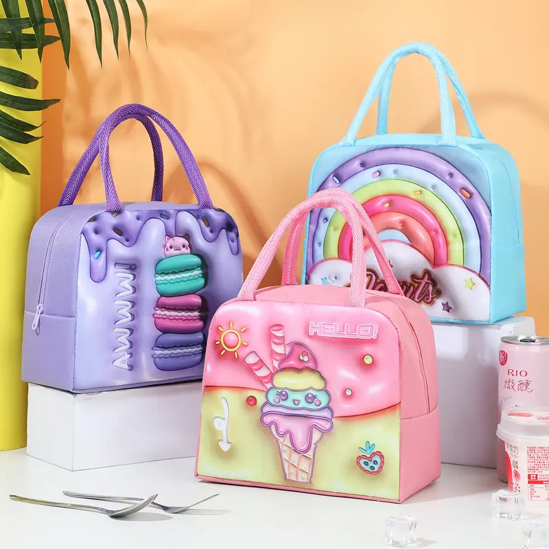 HM Tas Bekal Anak Karakter 3D Tas Penyimpanan Kotak Makan Tahan Panas Tas Bekal Makan Siang Lunch Bag BISA COD