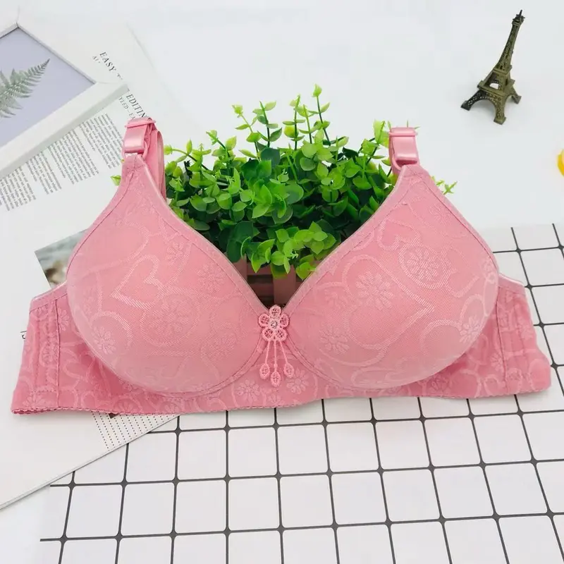 MS BH big size pakaian dalam bra wanita jumbo ukuran besar busa tipis motif bunga renda push up remaja tanpa kawat sexy gym zumba dewasa cup C korean style fashion murah nyaman size 36-42 BR012 2
