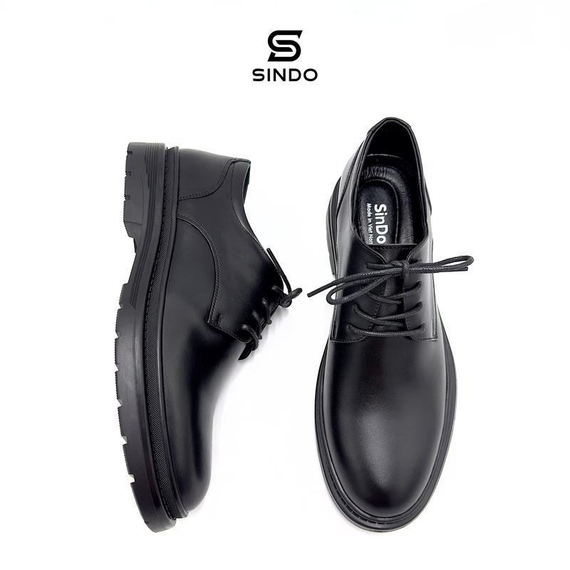 Giày Modern Derby Da Bò Nappa - Giày Đốc Nam Mũi Tròn Đế Caosu Khâu Chỉ Viền Đế, Giày Derby (Giày Đốc) SinDo