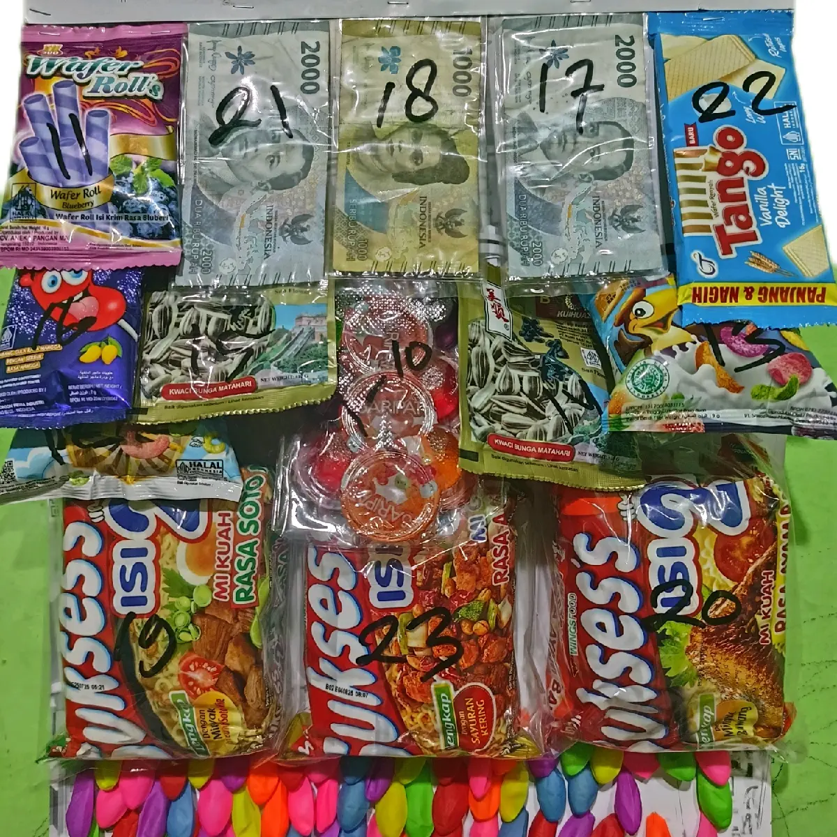cabutan balon berhadiah isi 100pcs.MS3U mie instan