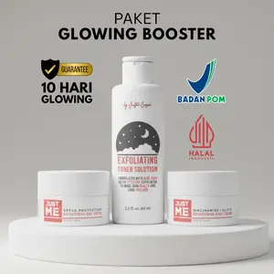 Paket Cream Glowing Booster BPOM By JustMe Krim Malam Siang dan Toner Wajah