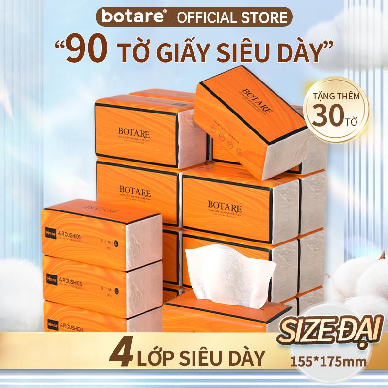 [20 gói] Khăn giấy gia đình-màu cam Botare Cheerful dai dày 4 lớp, dùng được cho da mẫn cảm, khăn giấy gia đình đa năng