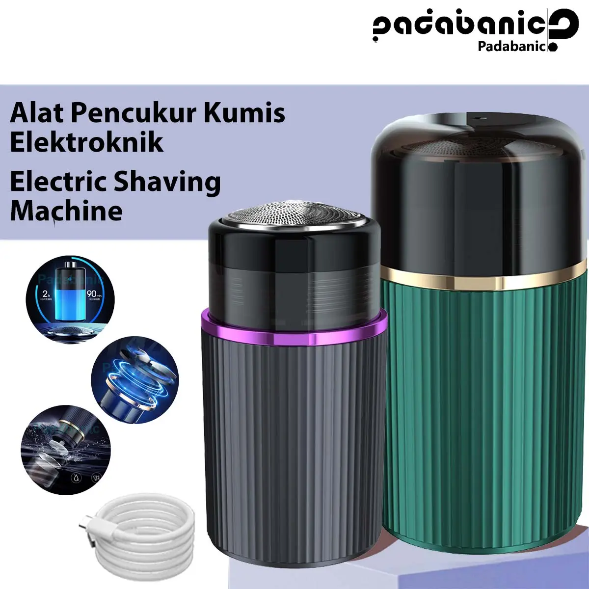 PADABANIC Alat Cukur Elektrik Mini Portable Rechargeable | Electric Razor  8901 | Shaving Machine USB Pencukur Kumis Alis Jenggot Cambang Bulu Kaki Ketiak