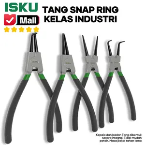 ISKU Tang Spi Set 4 Pcs Snap Ring Pliers 7 Inch Lurus Bengkok Buka Tutup Alat Bengkel Mekanik Buka Klip CVT Mesin Motor Shockbreaker Tang Retaining Clip Baja Karbon Ujung Presisi 1.7mm Anti Patah Torsi Tinggi Heavy Duty
