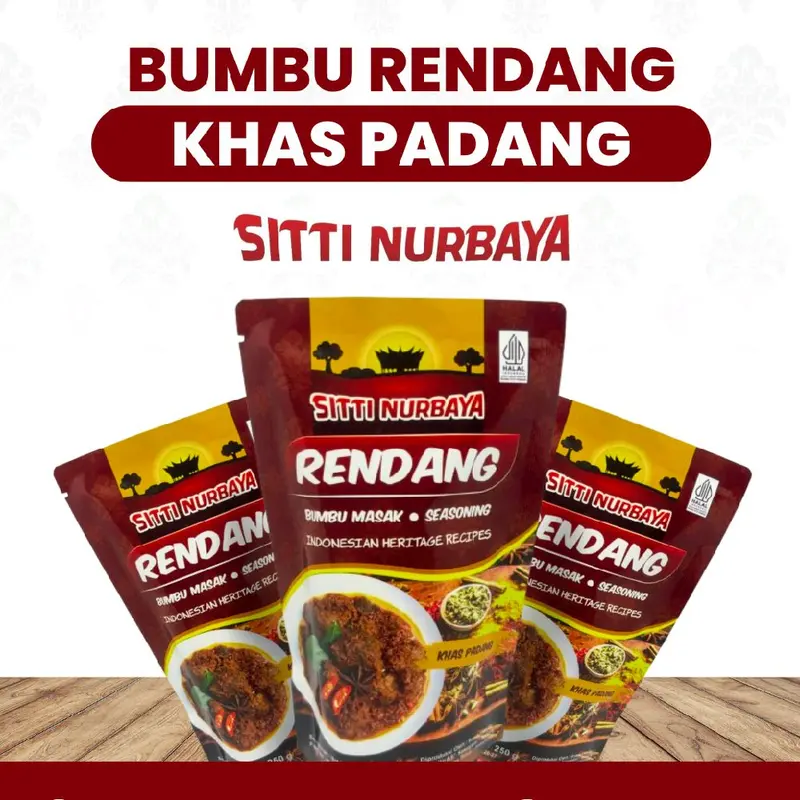 Bumbu Rendang PADANG Instan Untuk 1 kg Daging - Sitti Nurbaya - VIRAL, ENAK, HALAL, & TANPA PENYEDAP 0