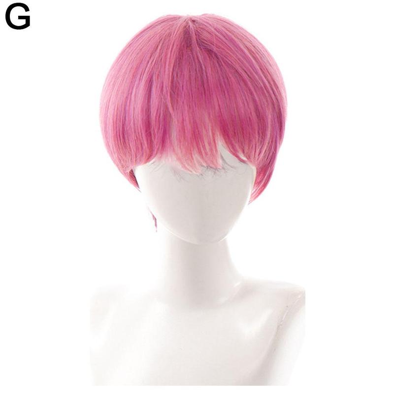 Product Introduction of Man's Wig Short Straight Black Synthetic Wigs With Bangs For Men Women Boy Fake Hair H4Z9 48