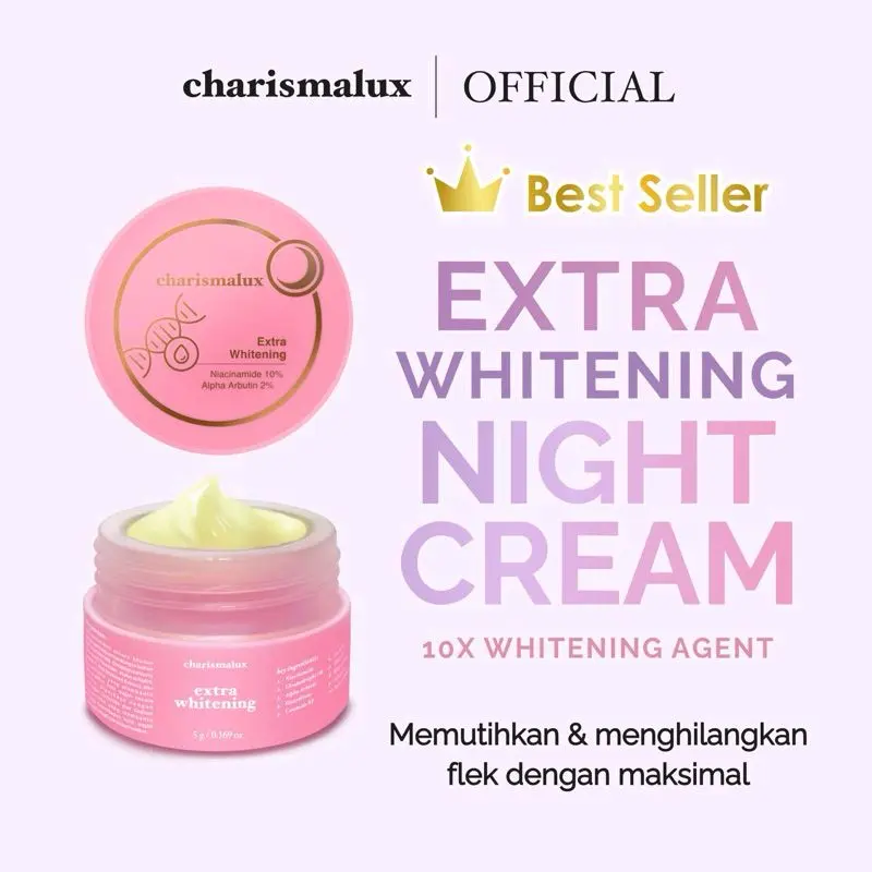 night cream CHARISMALUX extra whitening 5g skincare wajah pelembab kulit wajah