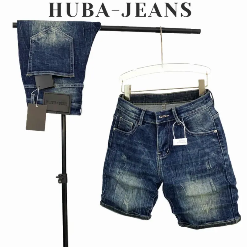 HUBA-JEANS (có BIGSIZE)Quần jean nam sọt wash Menswear Pants Denim quầntàntật quần purple quần biker quần icon thông thường khóa kéo có thể giặt máy khóa kéo Kem 5