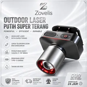 Headlamp Laser Putih Super Terang, Senter LED Cahaya Kuat dengan Zoom Teleskopis, Tahan Air IPX4, Pengisian Cepat Type-C, Lampu Kepala Multifungsi untuk Berkemah, Memancing, Bersepeda, Lokasi Kerja, dan Darurat