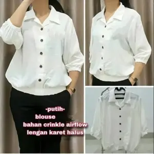 ATASAN CROP KEMEJA WANITA PINGGANG KARET BAHAN CRINKLE AIRFLOW Lembut Nyaman Cocok Untuk Acara Pesta Dan Harian Size S M L XL XXL 3XL
