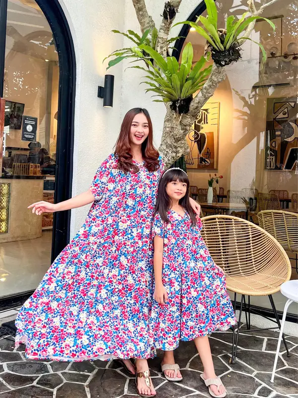 Daster Premium Long V Couple Bahan Rayon - Long Dress ld 120cm 1