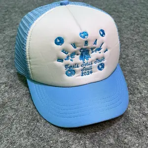 Devrait - Topi Trucker Hat - Visor Pendek - Biru Muda & Putih