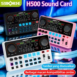 Siborie【black white pink】H500 Live soundcard Original 48V Audio USB External Sound Card Mixer Bluetooth for live Streaming Media